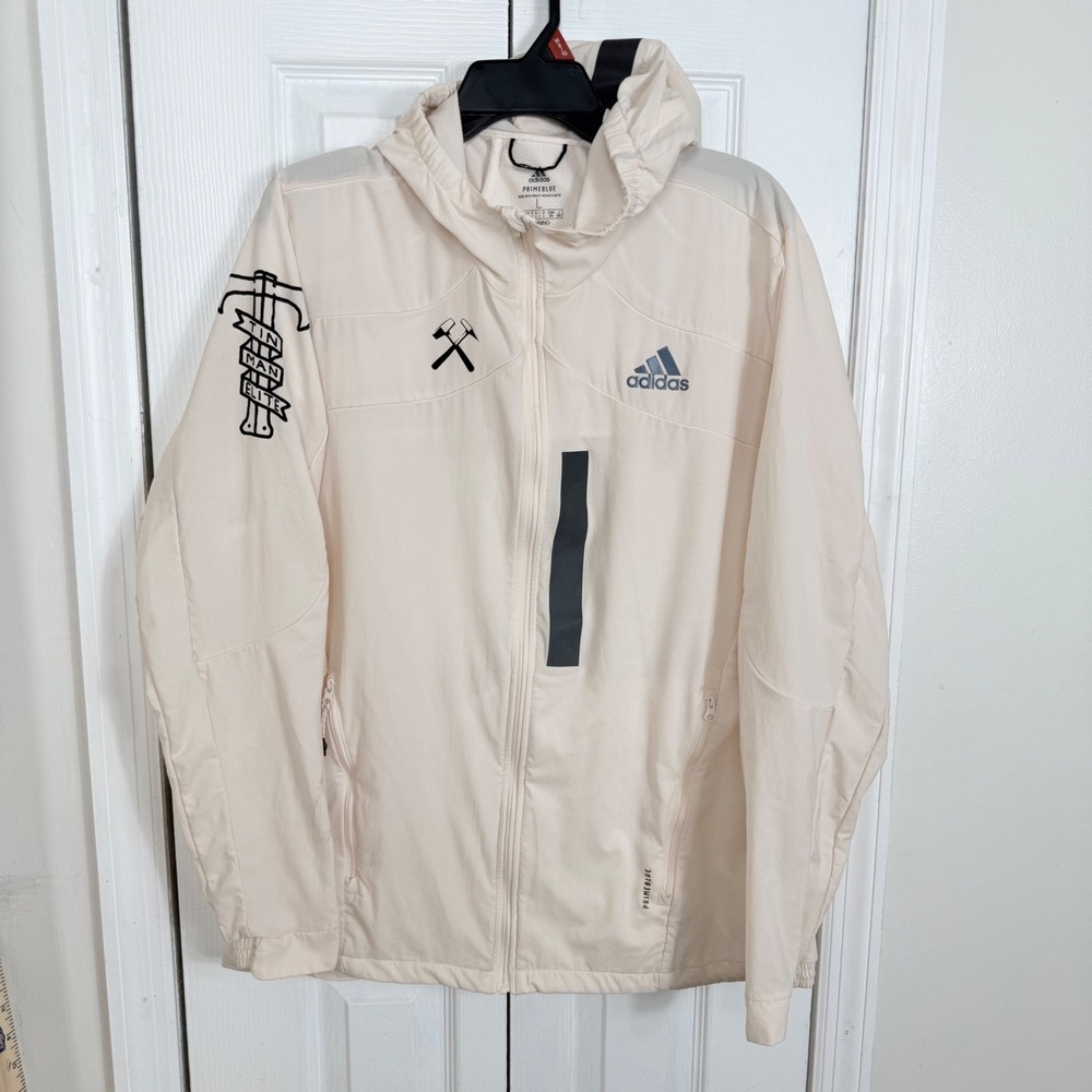 Adidas Tin Man Elite Jacket L Cream Primeblue Running Gorpcore Athleisure